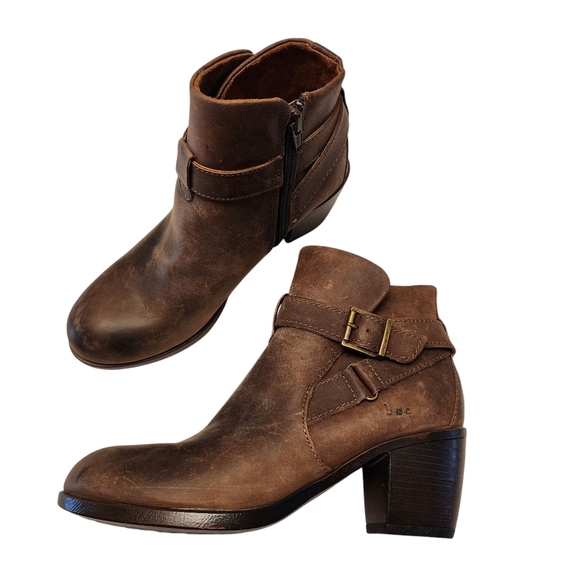 bøc Brown Leather Ankle Boots SIZE 7 NWOT - Picture 1 of 13